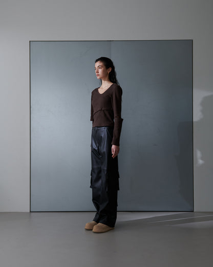 Faux leather cargo trouser - Black