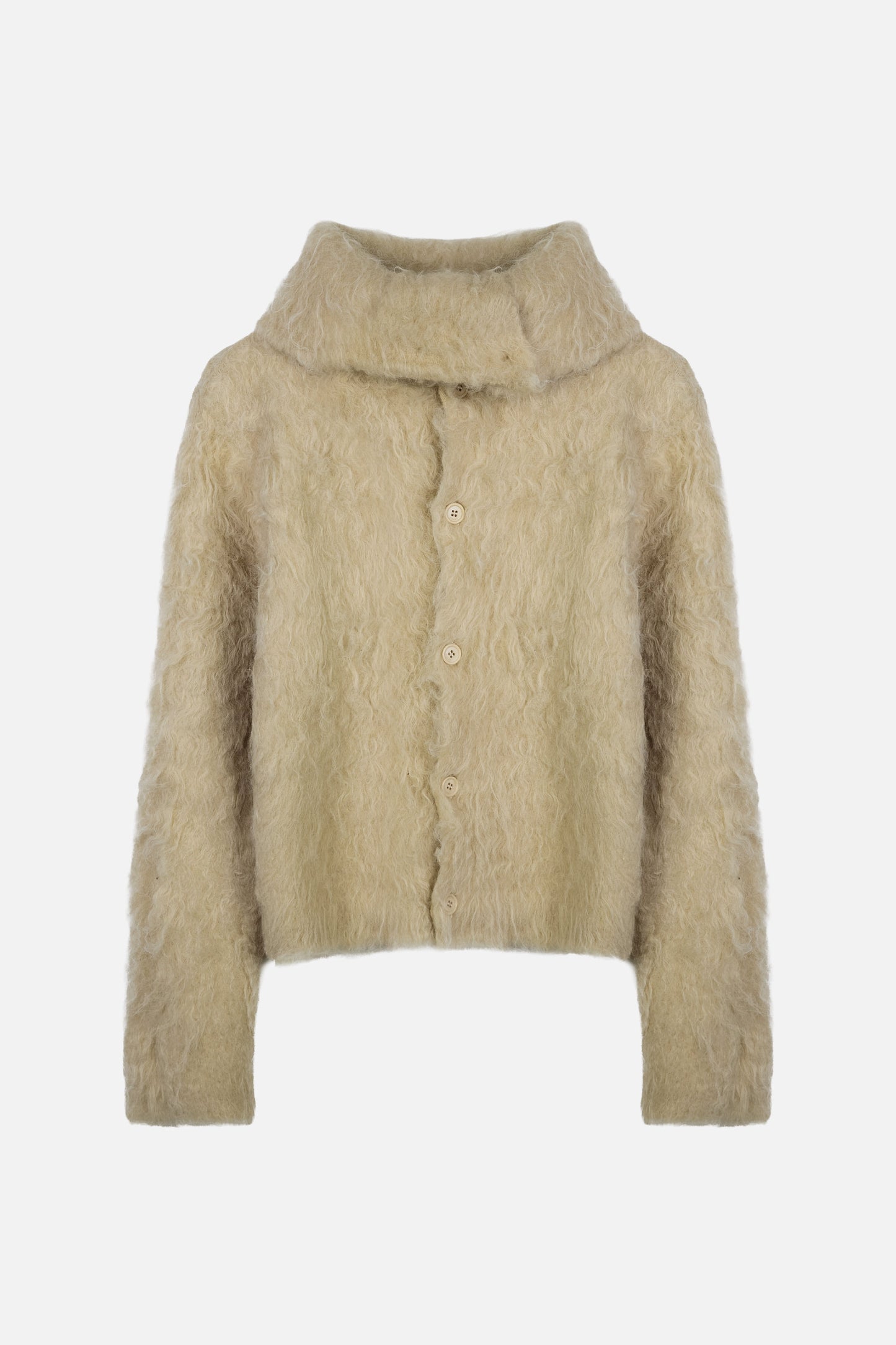 HAIRY COLLAR CARDIGAN / BEIGE