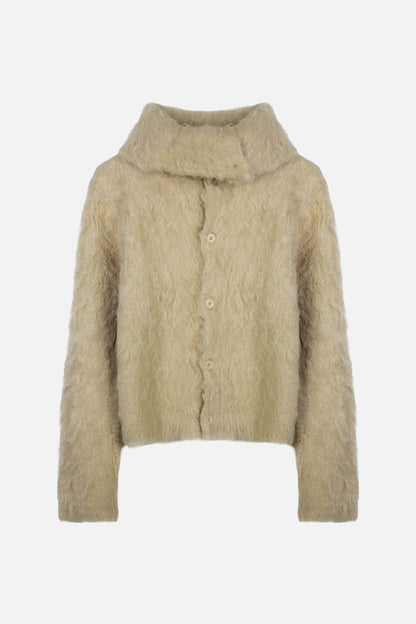 HAIRY COLLAR CARDIGAN / BEIGE