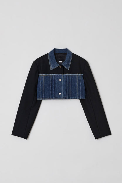 DENIM MIXED JACKET-WOOL