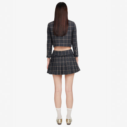 Retro Plaid Pleated Mini Skirt