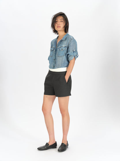 Asymmetric Curved Waist Shorts