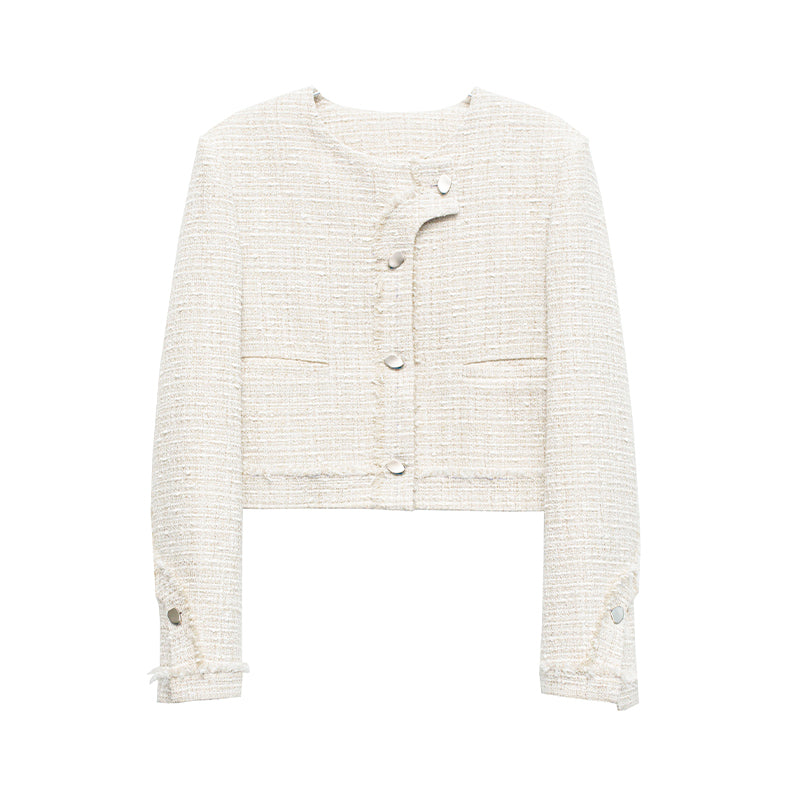 Asymmetric Collar Chanel-Style Jacket