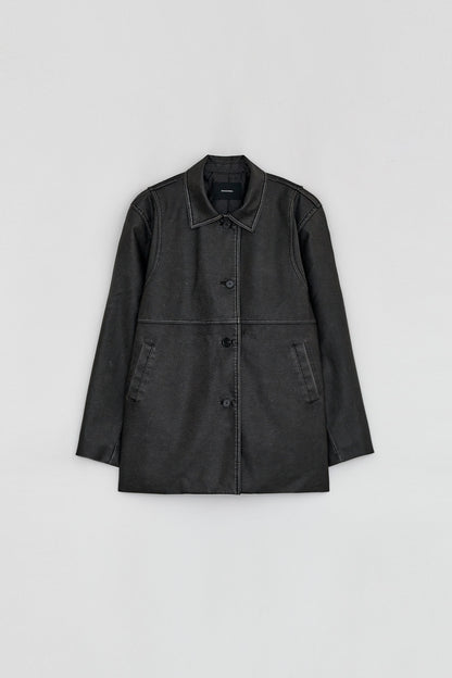 BUTTONED LEATHER JACKET