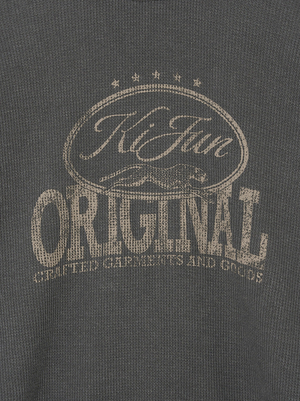 Kijun MEN｜Original Logo Waffle Long Sleeve Tee Charcoal