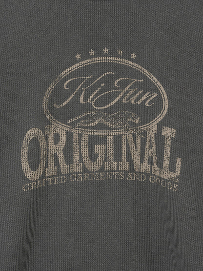 Kijun MEN｜Original Logo Waffle Long Sleeve Tee Charcoal