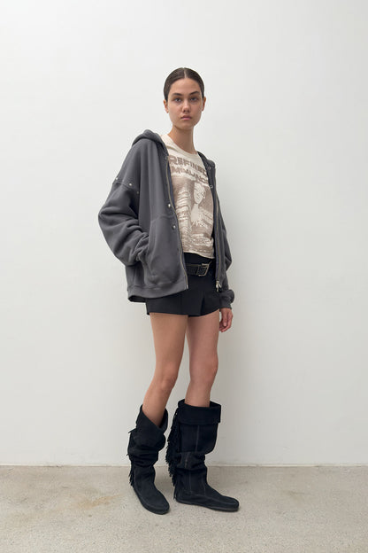 HARDWARE EMBELLISHED HOODIE