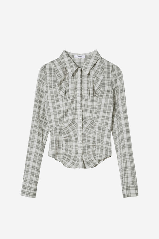 BUSTIER CHECK SHIRT / BEIGE