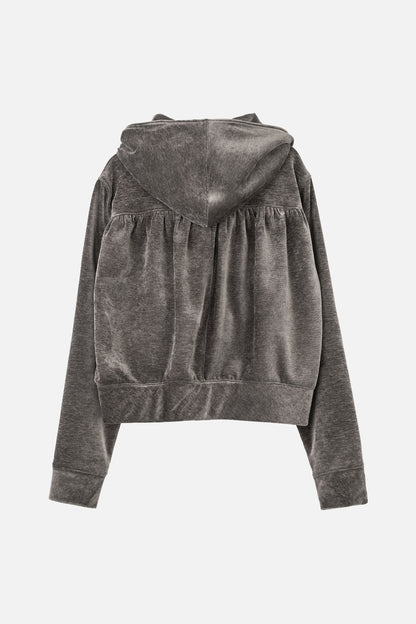 SHIRRING ZIP UP / GRAY