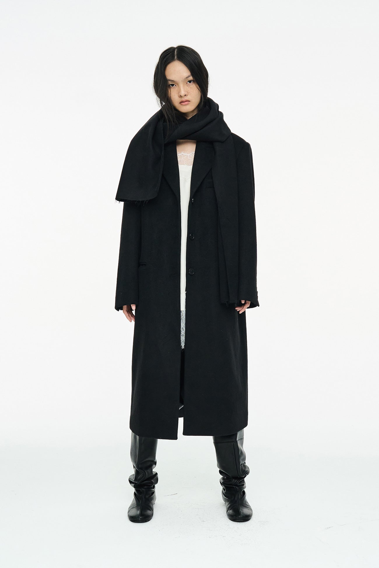 CLASSIC SCARF COAT / BLACK