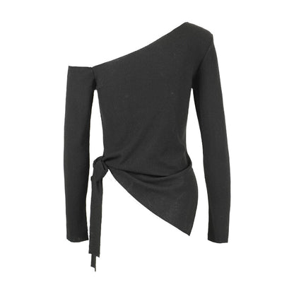 Diagonal Wrap Basic Top Black