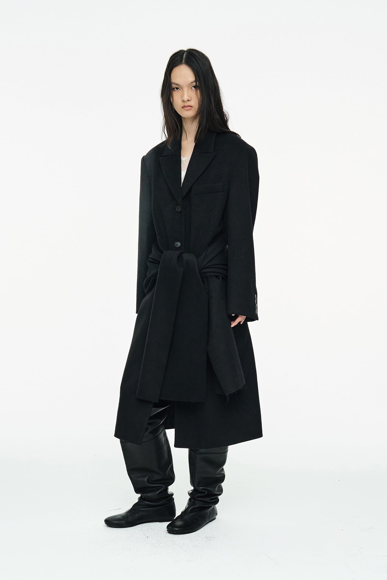 CLASSIC SCARF COAT / BLACK