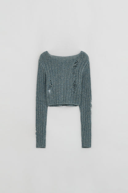 DAMAGE CROP CARDIGAN