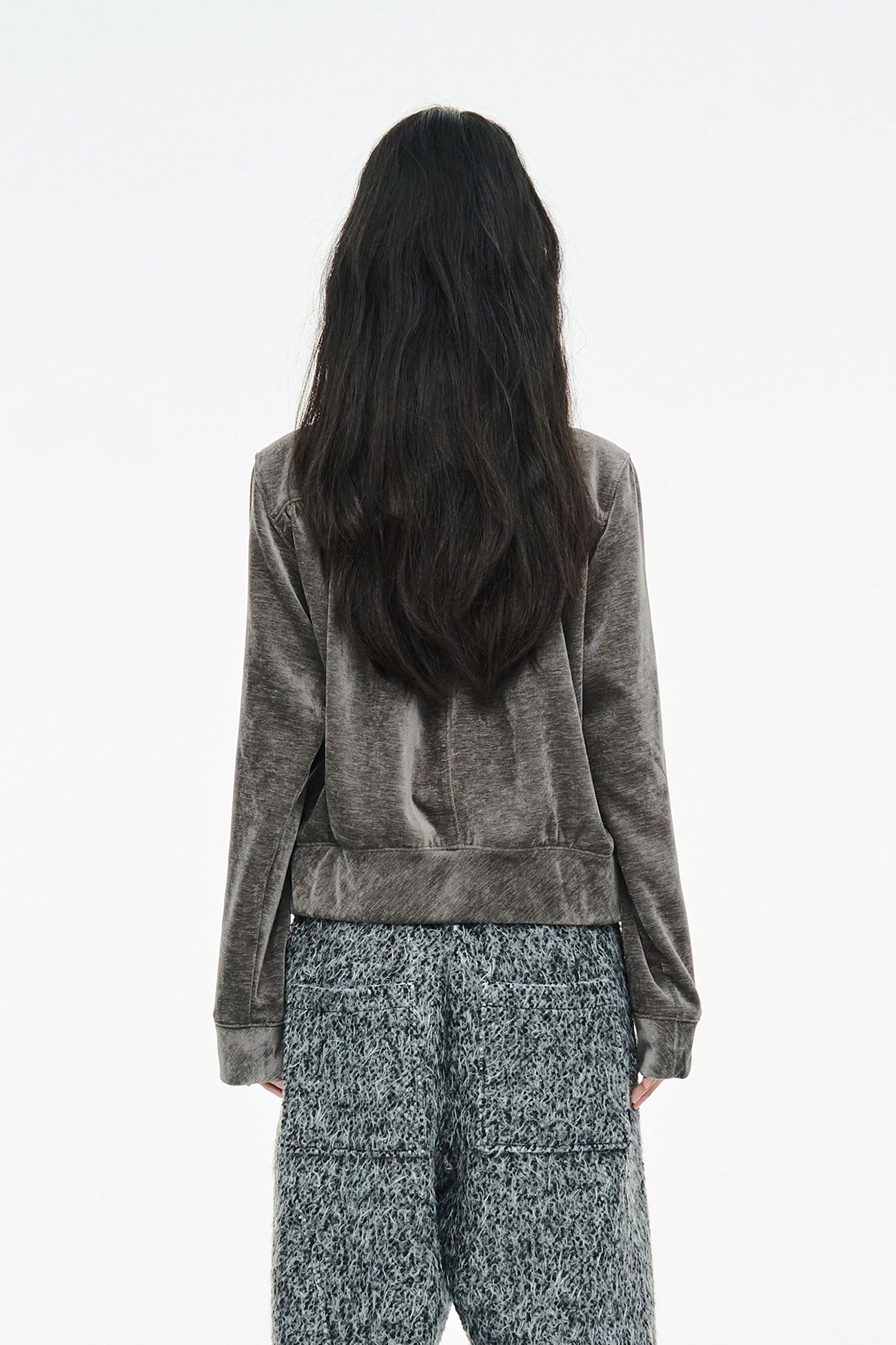 SHIRRING ZIP UP / GRAY
