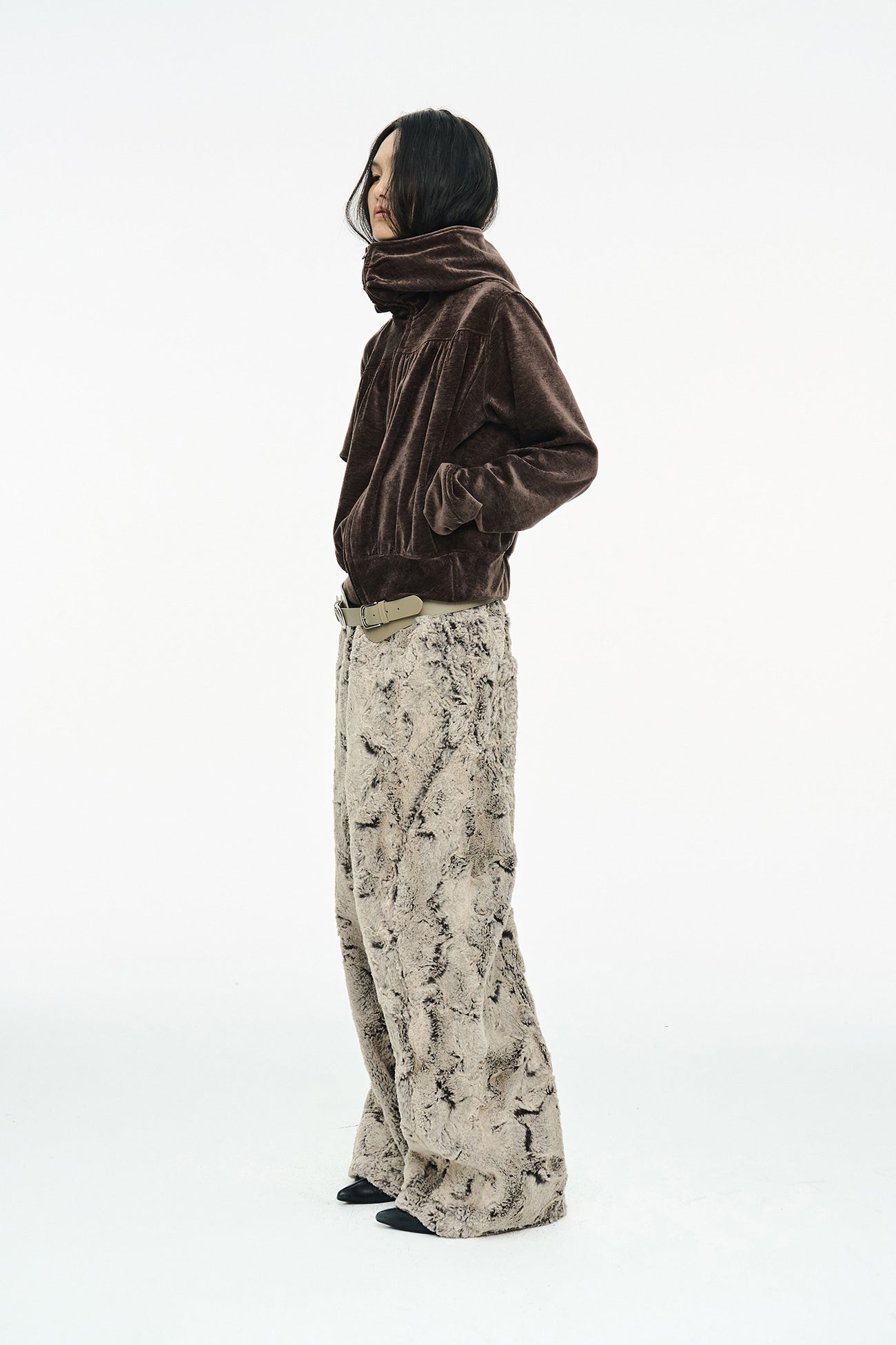 SHEARED FUR WIDE PANTS / BEIGE