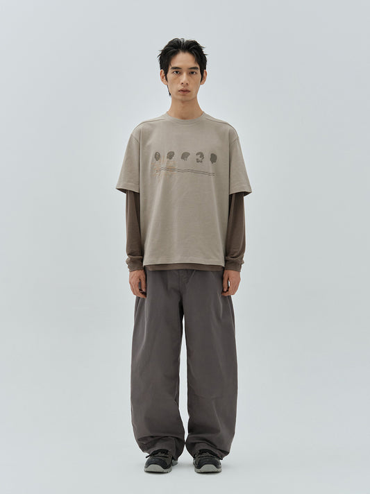 Regular Around Layer Long Sleeve Ash Khaki