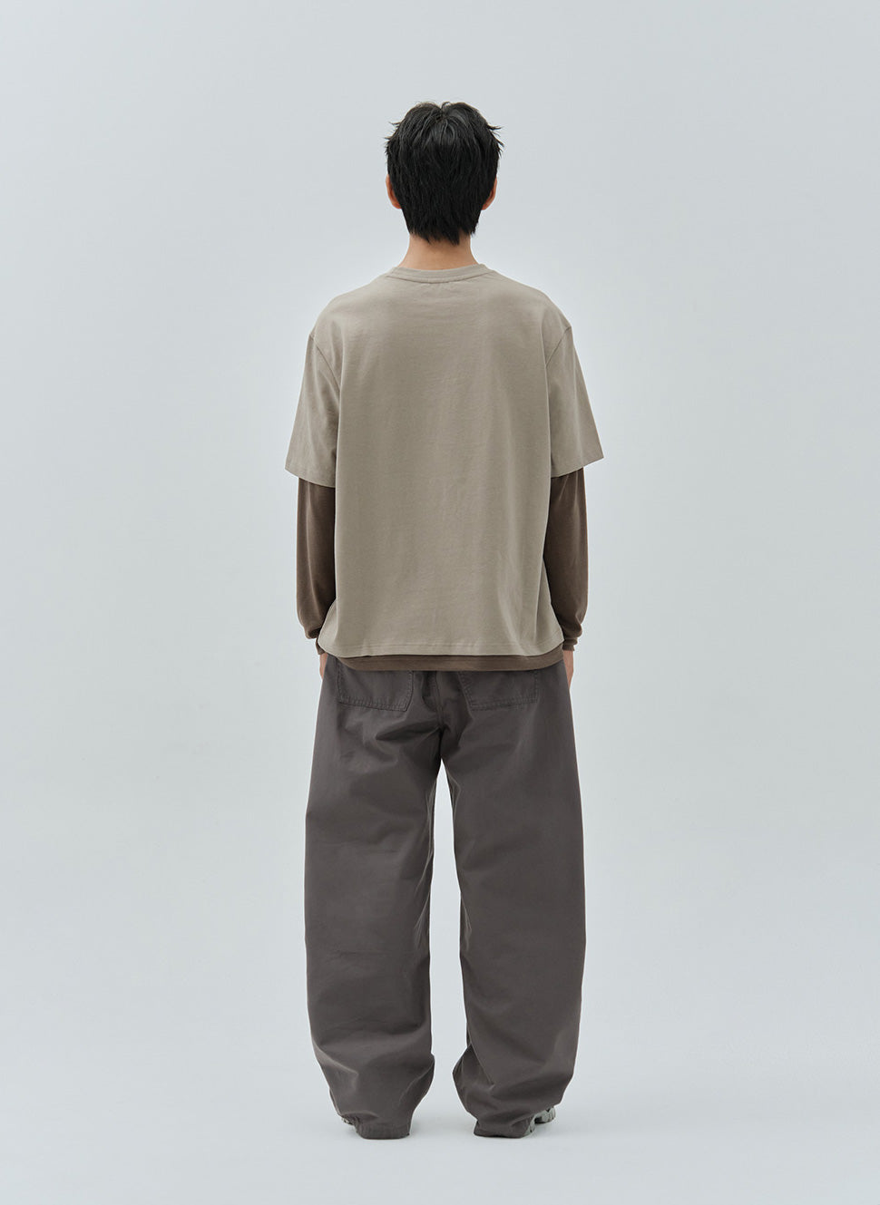 Regular Around Layer Long Sleeve Ash Khaki