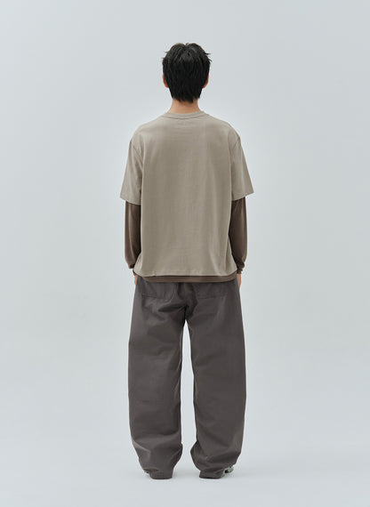 Regular Around Layer Long Sleeve Ash Khaki