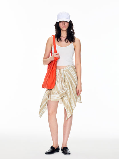 LINEN STRIPED WRAP SKIRT