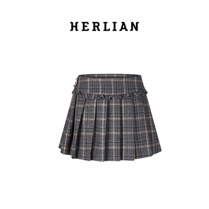 Retro Plaid Pleated Mini Skirt