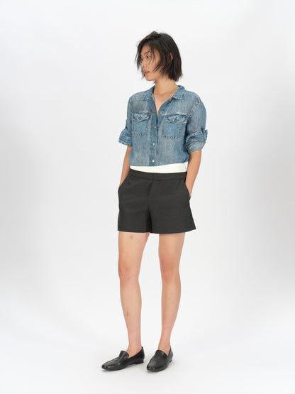 Asymmetric Curved Waist Shorts