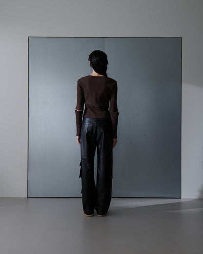 Faux leather cargo trouser - Black