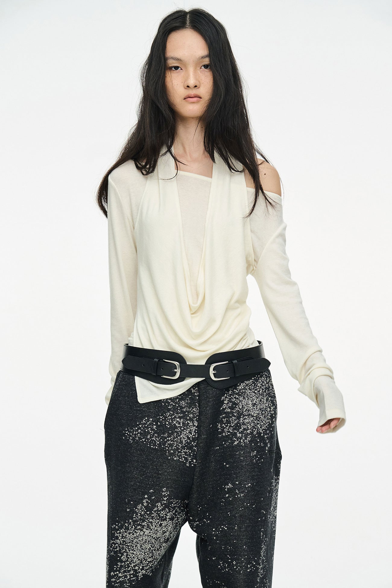 LAYERED HALTER TOP / IVORY