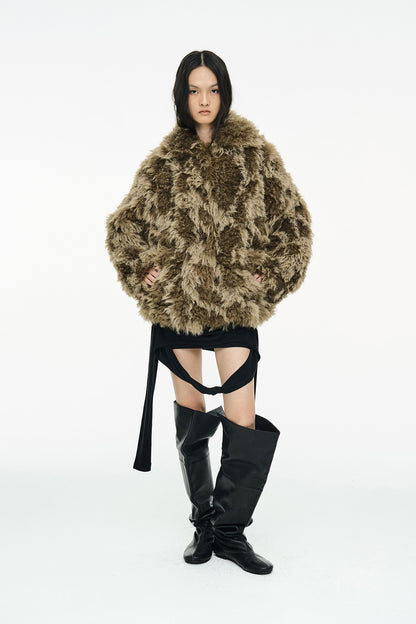 MIXED FUR JACKET / BROWN