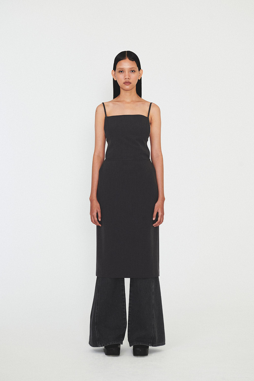 STRAP SLEEVELESS DRESS Dark Grey