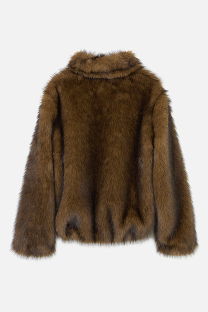 BRUSHED FUR JACKET / BROWN