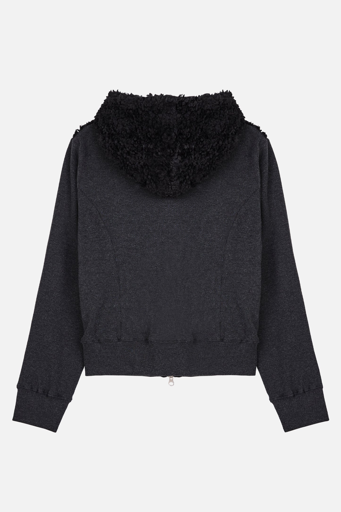 FUZZY FLEECE HOOD ZIP UP / BLACK