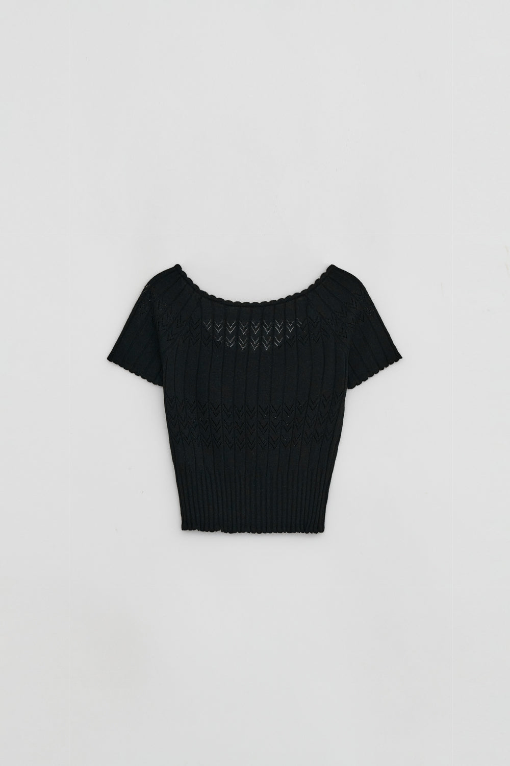 SCALLOP HALF SLEEVE KNIT
