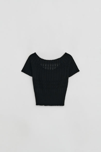 SCALLOP HALF SLEEVE KNIT