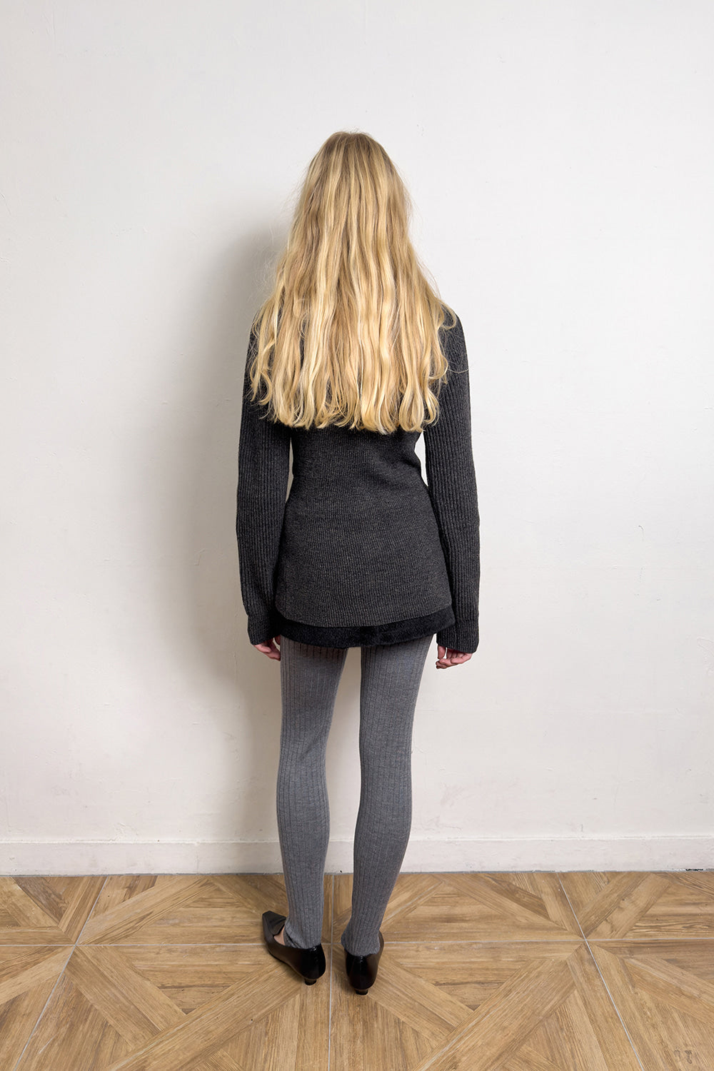 LAYERED KNIT CARDIGAN DRAK GREY