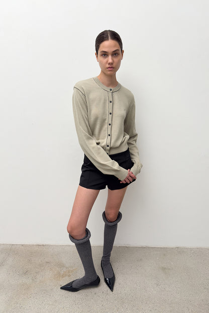 STITCH KNIT CARDIGAN CREAM