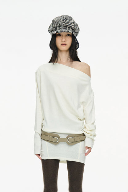 INCISION TAPERED TOP / IVORY