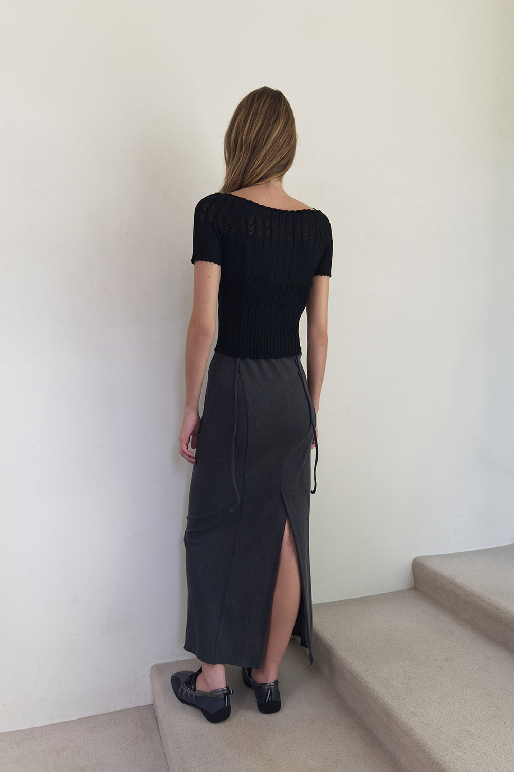 SCALLOP HALF SLEEVE KNIT