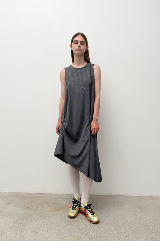 UNBALANCED LONG DRESS Charcoal