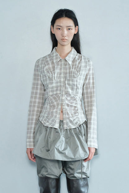 BUSTIER CHECK SHIRT / BEIGE