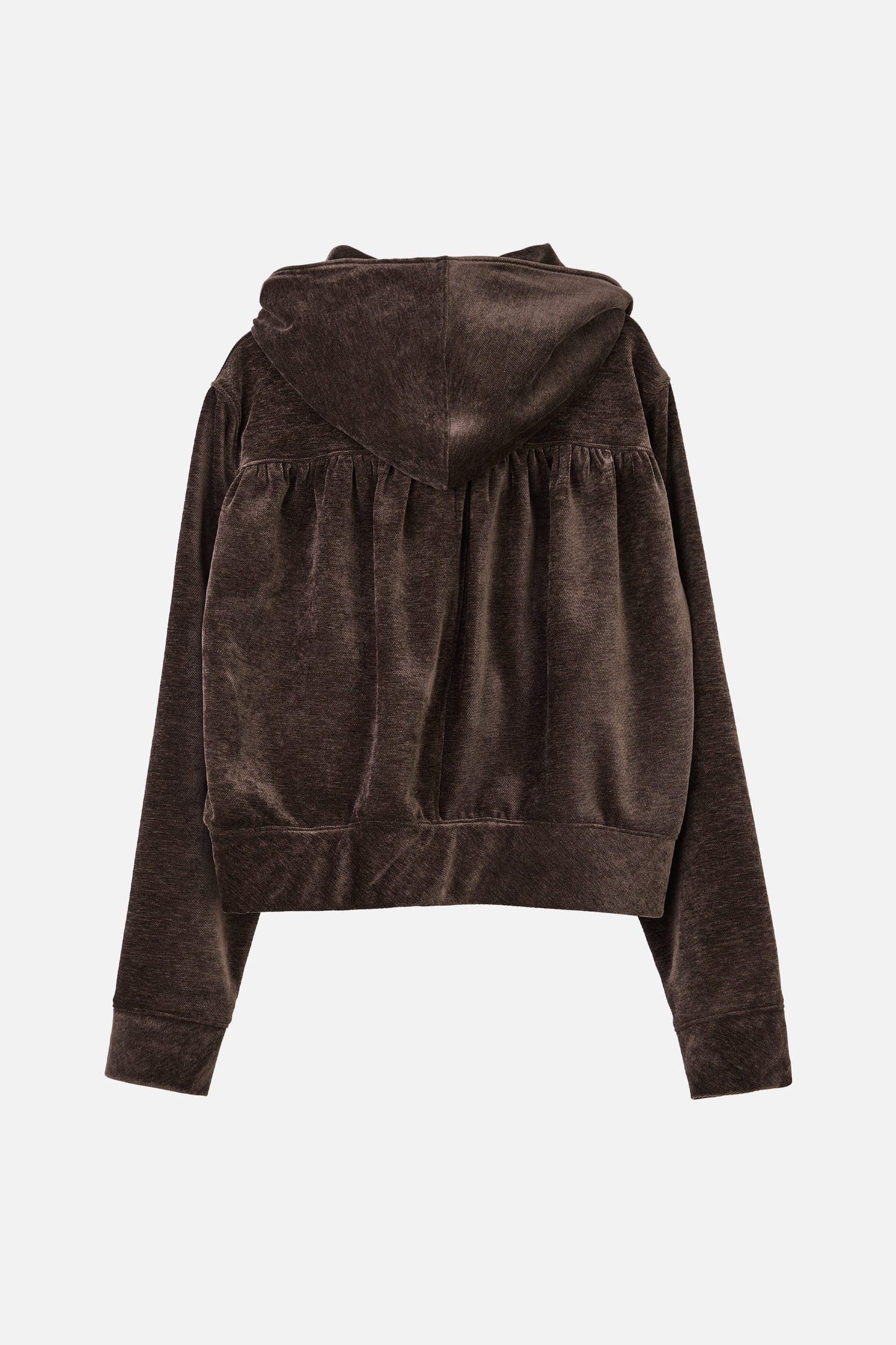 SHIRRING ZIP UP / BROWN