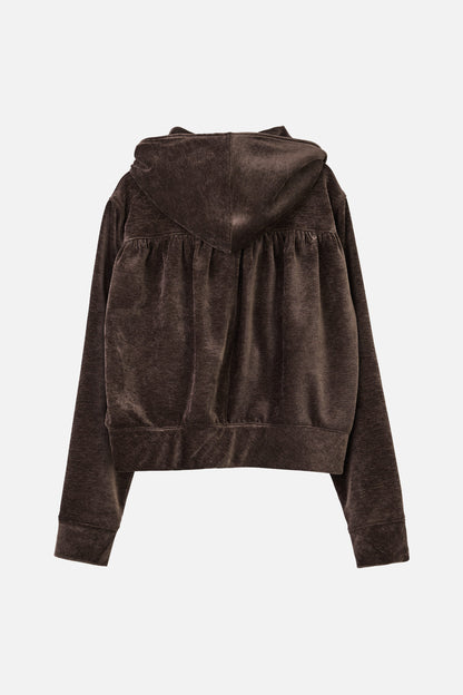 SHIRRING ZIP UP / BROWN