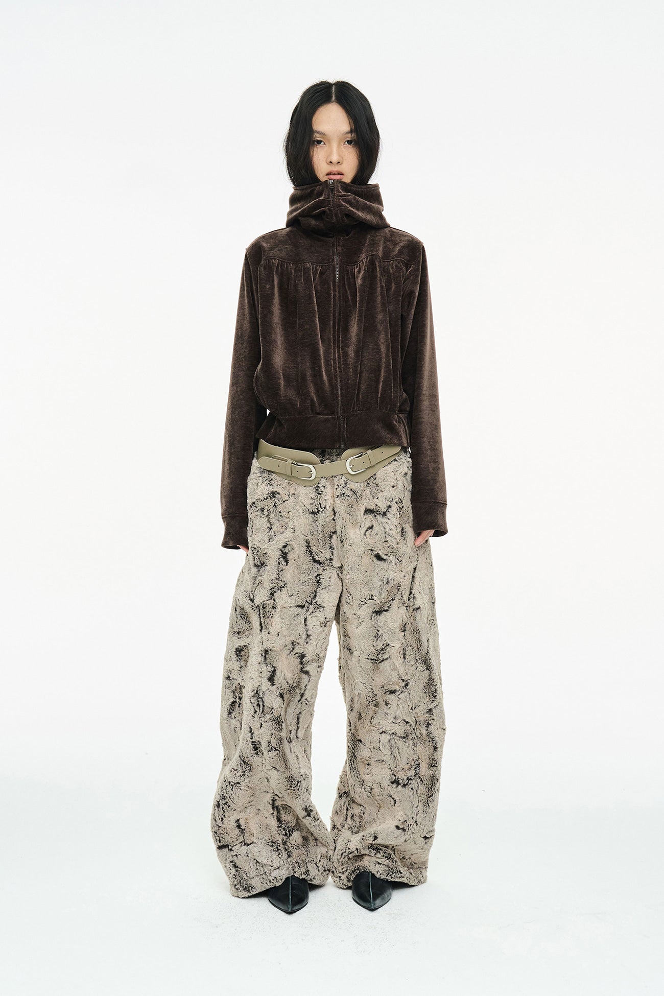 SHEARED FUR WIDE PANTS / BEIGE