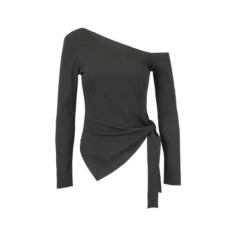 Diagonal Wrap Basic Top Black
