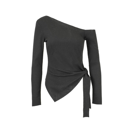 Diagonal Wrap Basic Top Black