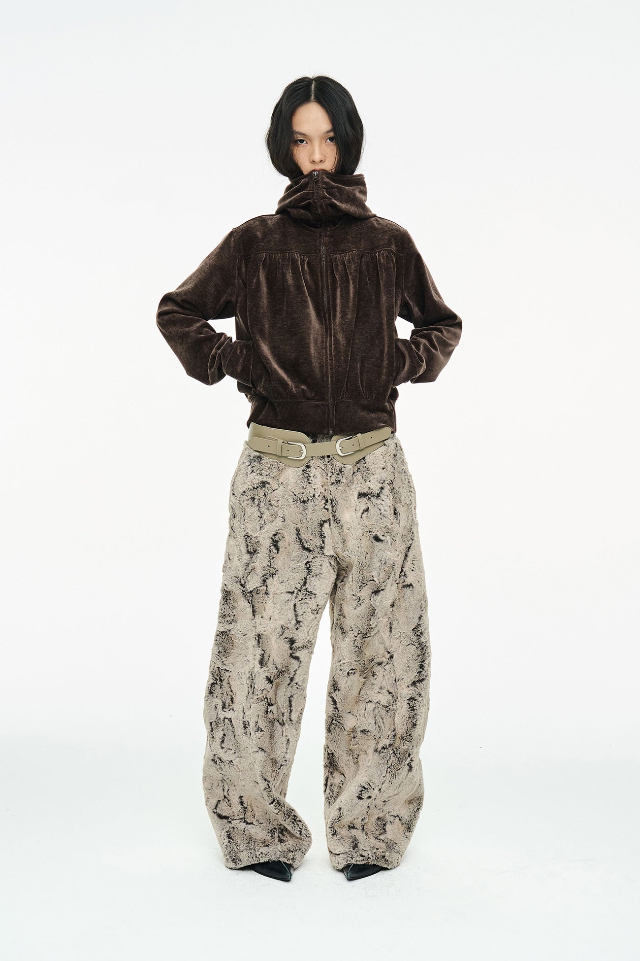 SHEARED FUR WIDE PANTS / BEIGE