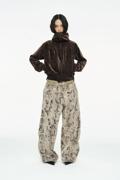 SHEARED FUR WIDE PANTS / BEIGE