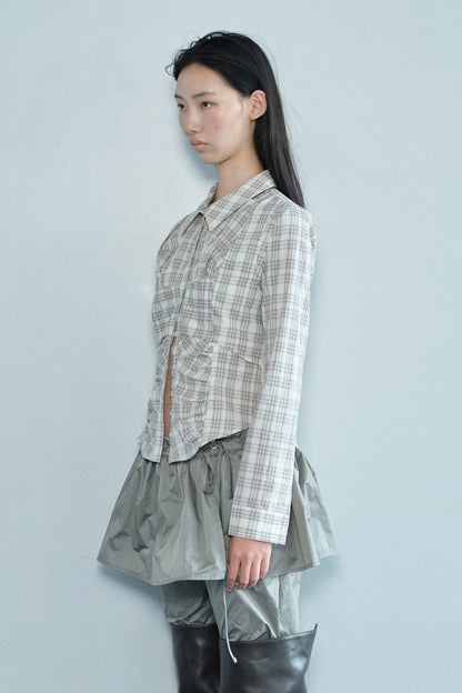 BUSTIER CHECK SHIRT / BEIGE