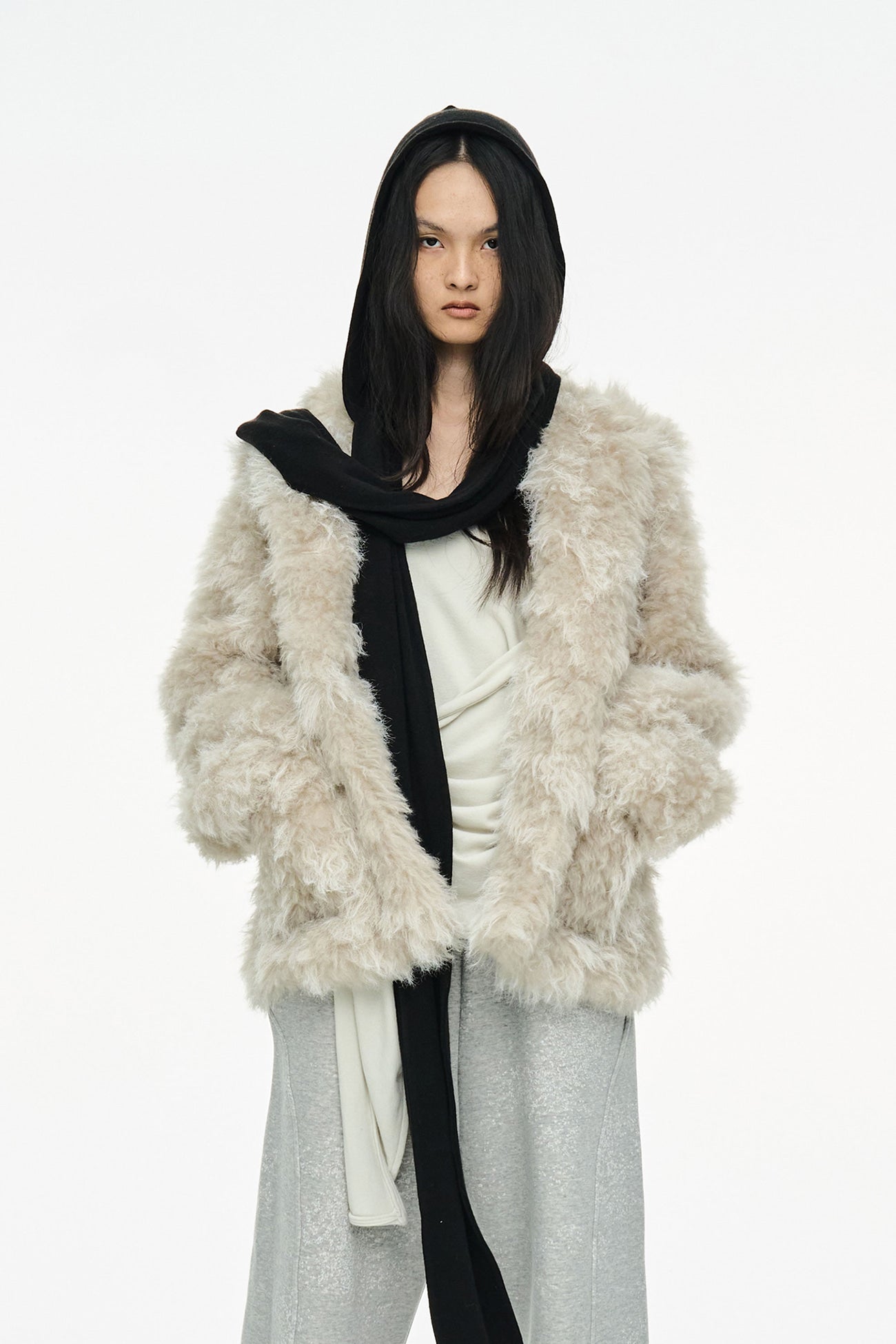 MIXED FUR JACKET / IVORY