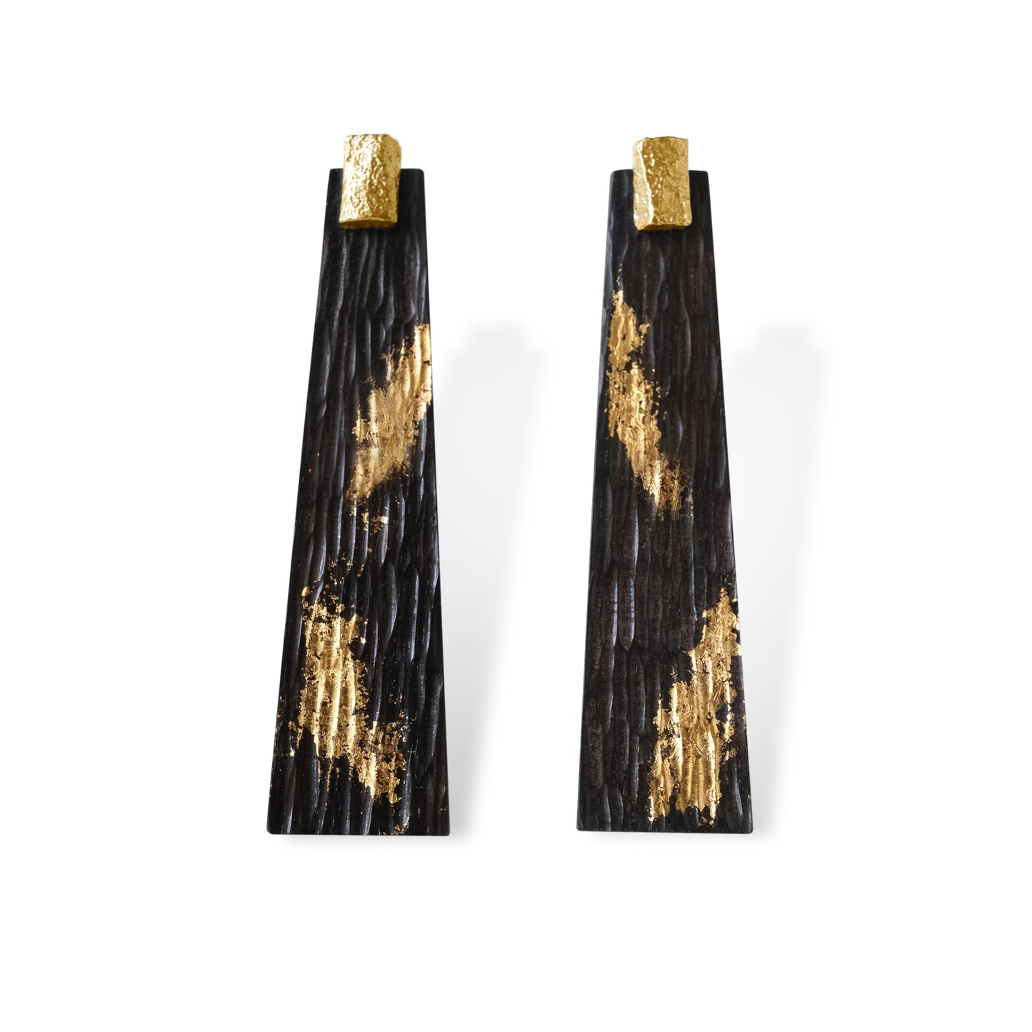 Li Realm Lacquered Gold Snow Ebony Large Earring Gold