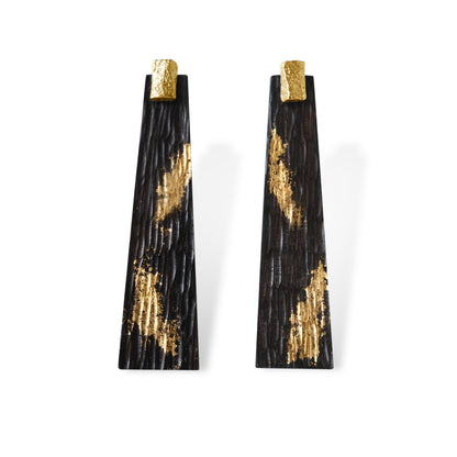 Li Realm Lacquered Gold Snow Ebony Large Earring Gold